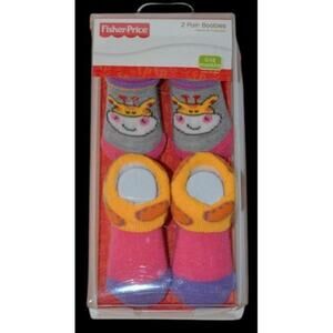 Fisher Price Infant Baby Socks Booties 0M- 12M Set Gray and Pink Pair